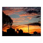 Spectacular sunset over a handful of farm buildings. Western Australia.
